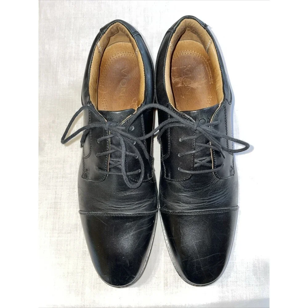 Vionic Captoe Dress Shoes Mens Size 9.5 M Black Leather Oxfords Block Heels